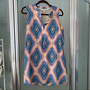 Sleeveless Drawstring Print Dress